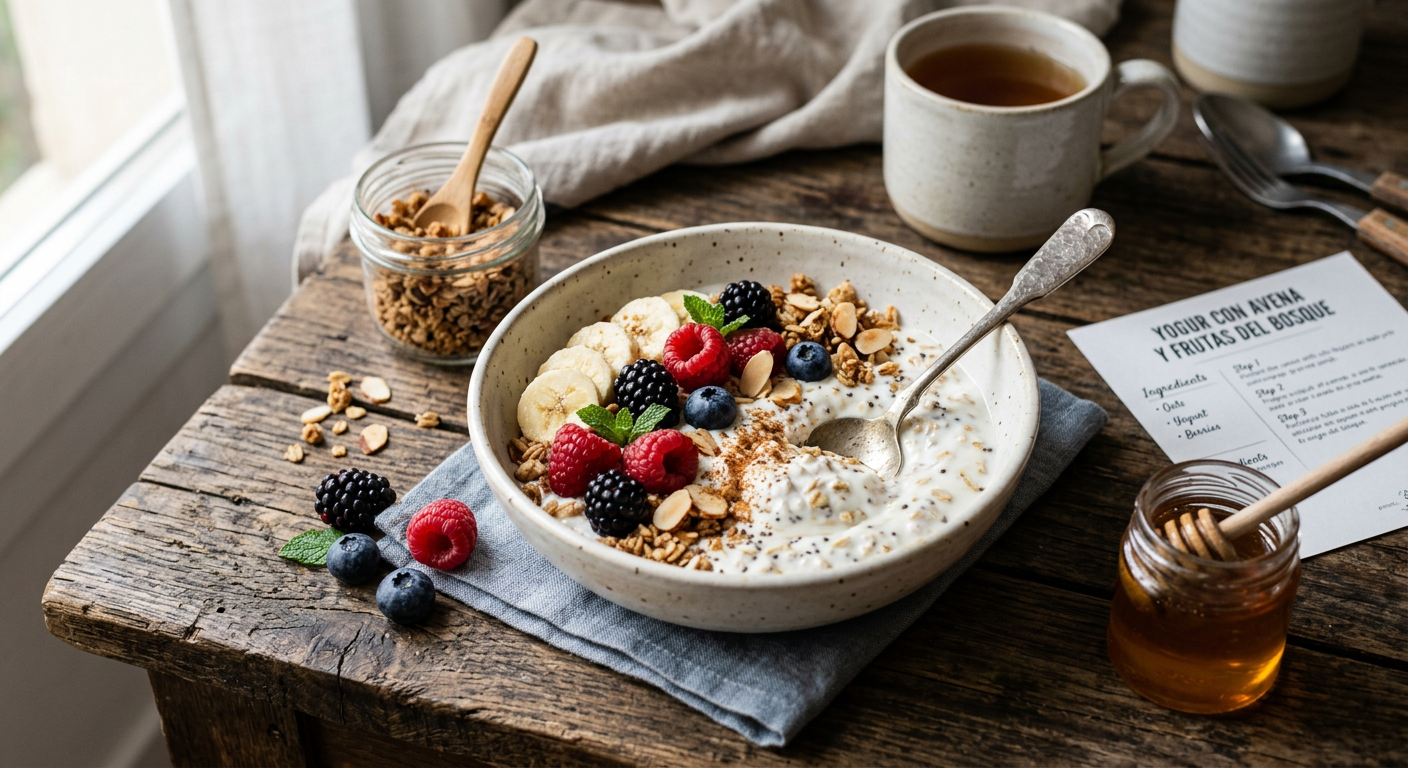 Avena con yogur y manzana